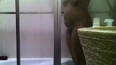 Curvy indian stepmom spied in the shower