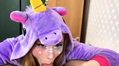 Unicorn Costume Stepsister Sucking Dick