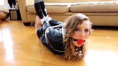 Blonde is tied and gagged by an Intruder