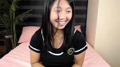 Amateur asian teen licks ass and sucks cock