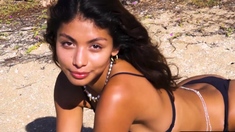 Petite Mexican Babe Strips At The Beach