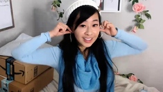 Amateur asian teen licks ass and sucks cock