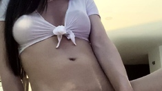 Kinky moist taco brunette anal toy play during masturbating