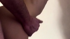 Amateur brunette in stockings luscious pussy fuck