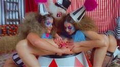 Wild blonde babes brings toys to the threesome