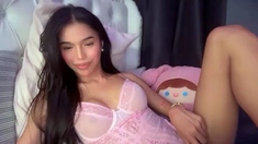 Beautiful teen brunette Jessica Sinn masturbates