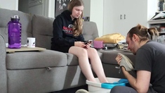 Teen slut foot fetish cock rub