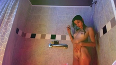 Small Tit Brunette Tattooed Teen Girlfriend Caught In Shower
