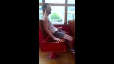 Str8 Big Cock Guy Strokes in Bus