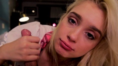 Amateur Blonde Blowjob handjob and cumshot