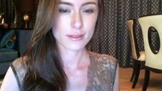 Hot brunette amateur MILF rides hubbys cock