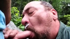 Older Man Sucks Young Cock Outdoors