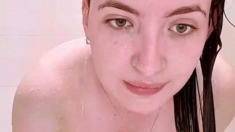 Brunette solo darling masturbating at home