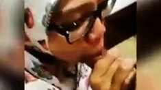 SandpDecent - Tudung Virgin Uni Student Nerd Cum on Face