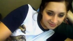 Cute Blue Eyes Teen Works The Dildo