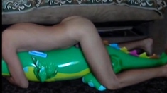 Big inflatable alligator humping cum