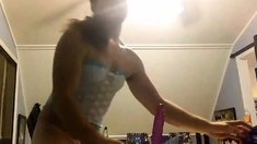 Sissy Kayla vs two dildos