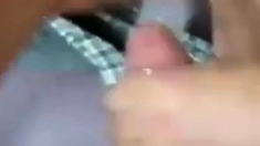 Two guys cum in one condom